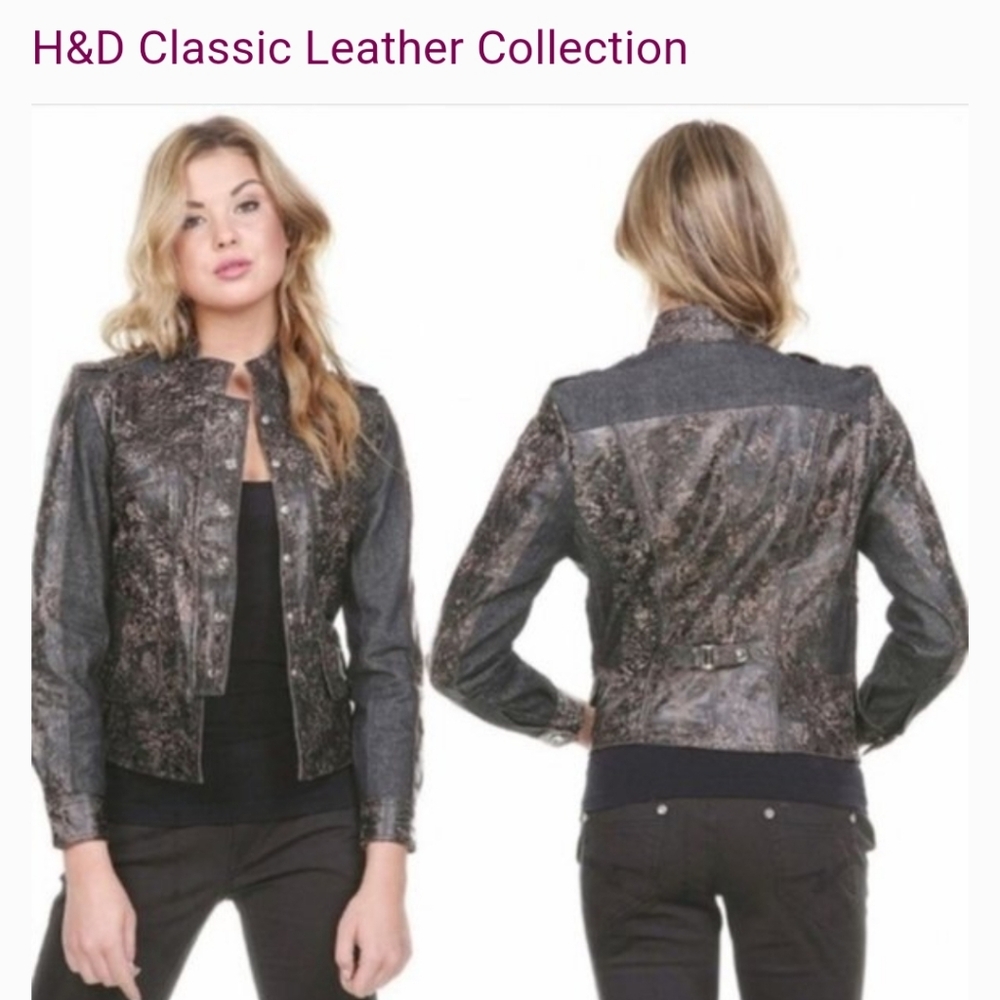 NEW!! H & D CLASSIC LEATHER COLLECTIONS, LEATHER AND DENIM JACKET.